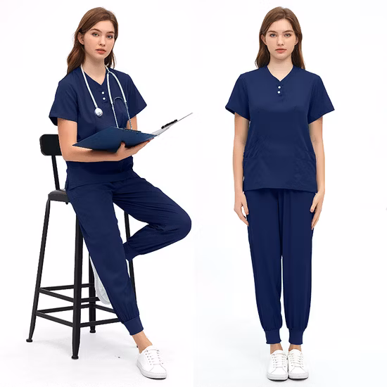 Uniforme de enfermera para mujer, trajes de trabajo de manga corta para trabajador de la salud, conjunto de Tops y pantalones de trabajo, ropa de trabajo de enfermería de Color sólido