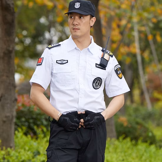 Uniforme de guardia de seguridad de color blanco T